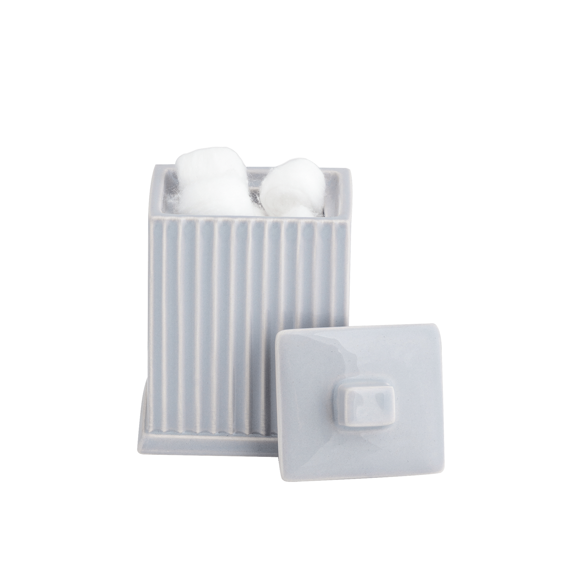 MONOGRAM LT. GREY COTTON JAR W/ LID