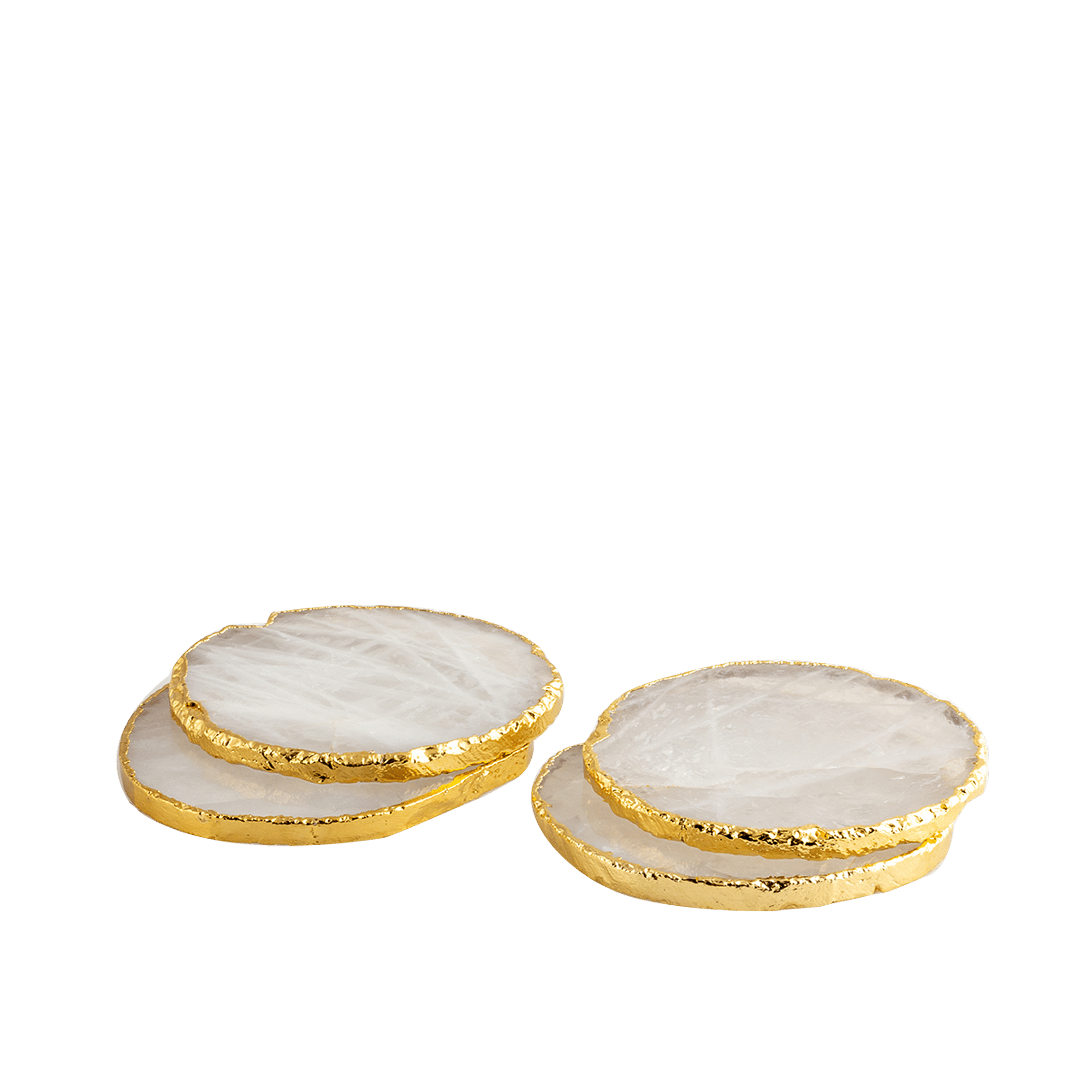 Coaster Set White Quartz & Gold