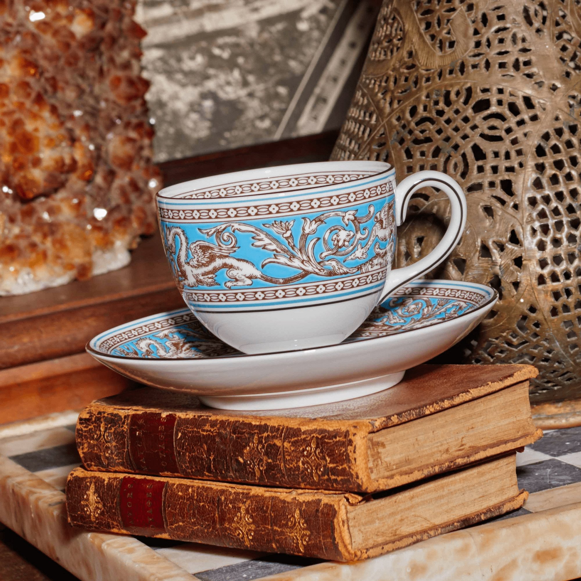 Florentine Turquoise Tea Cup & Saucer