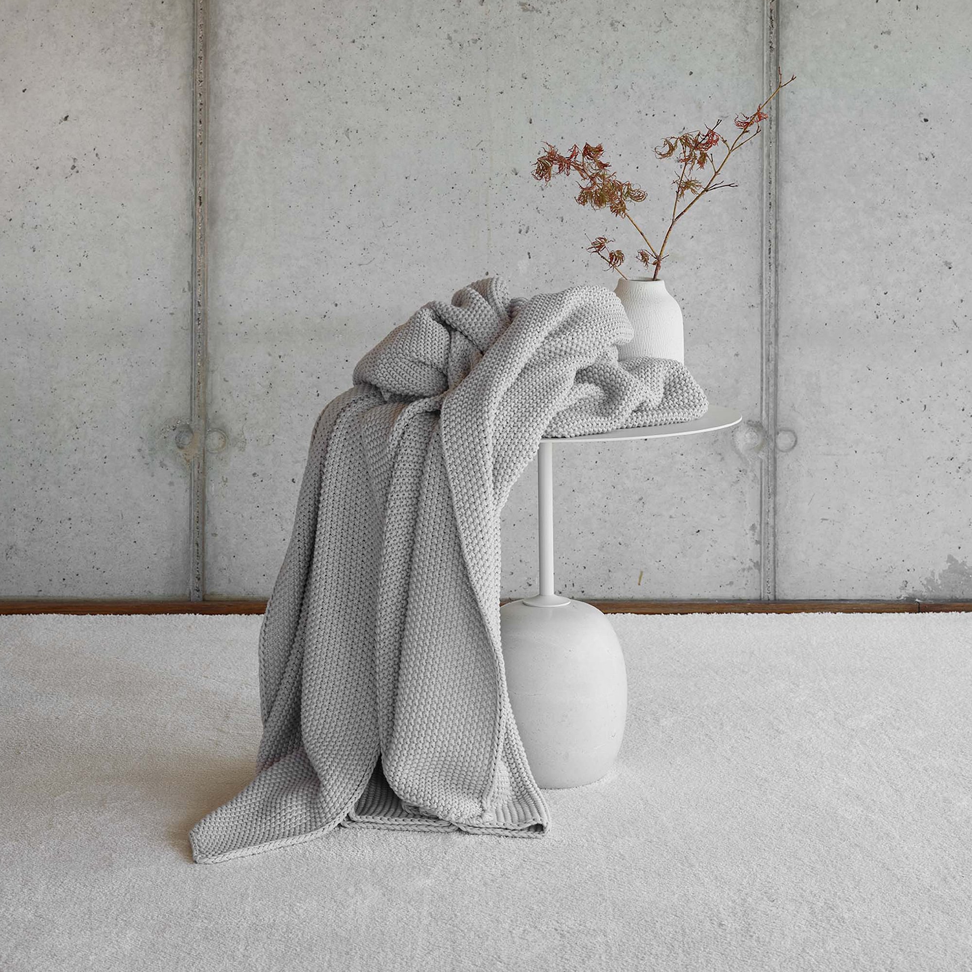 LILIUM COTTON COOL GREY THROW