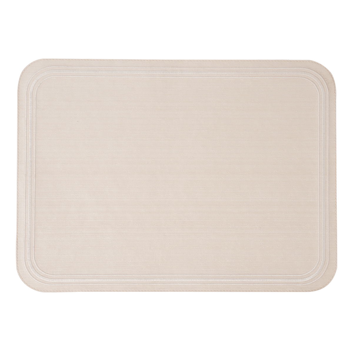 Silk Ivory 3 Lines Rectangle Placemat With Round Corners With Ivory
