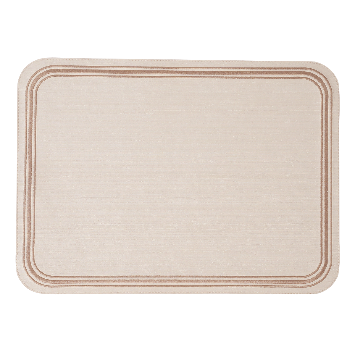 Silk Ivory 3 Lines Rectangle Placemat With Round Corners Taupe