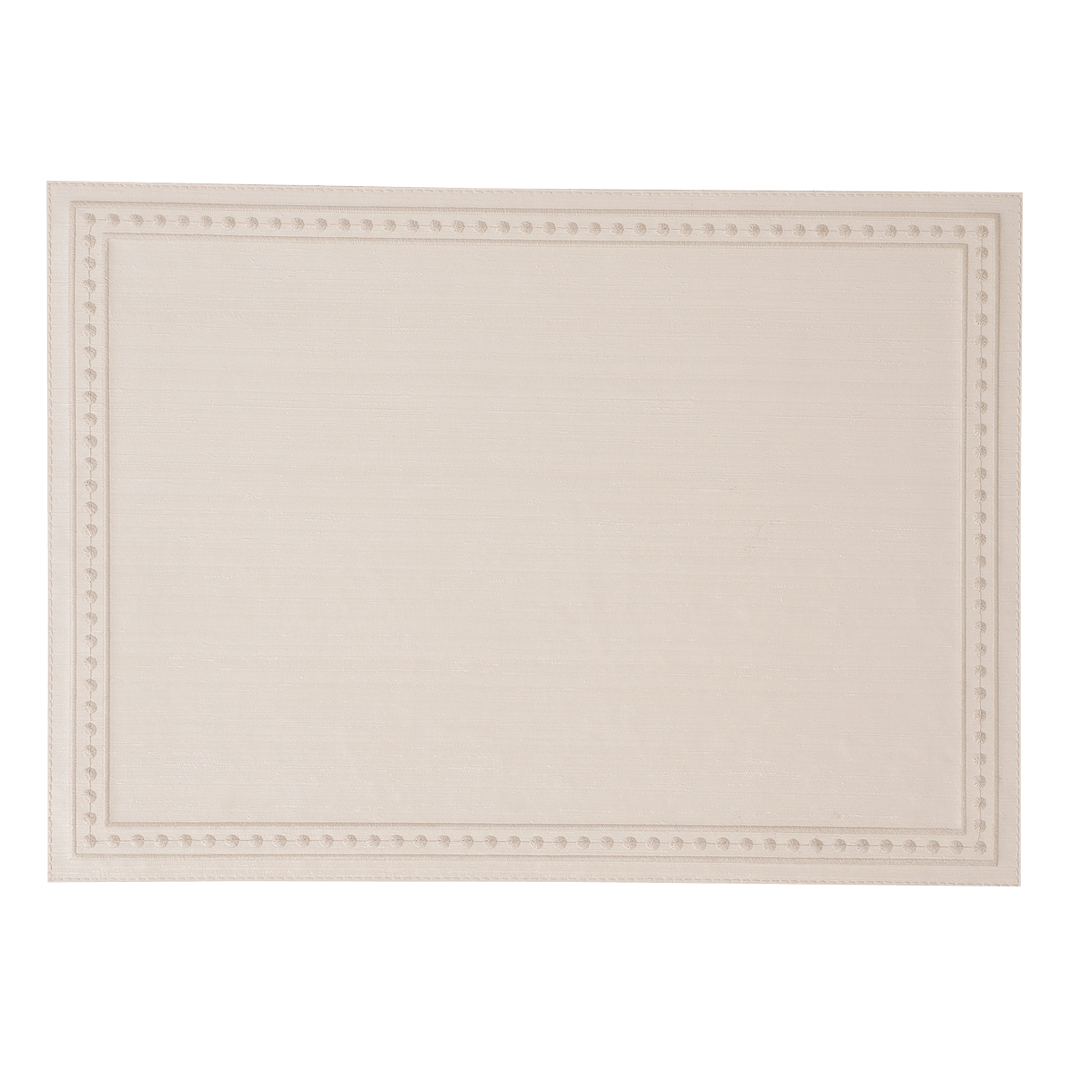 Silk Rectangle Placemat With Line Dot Embroidery-Ivory
