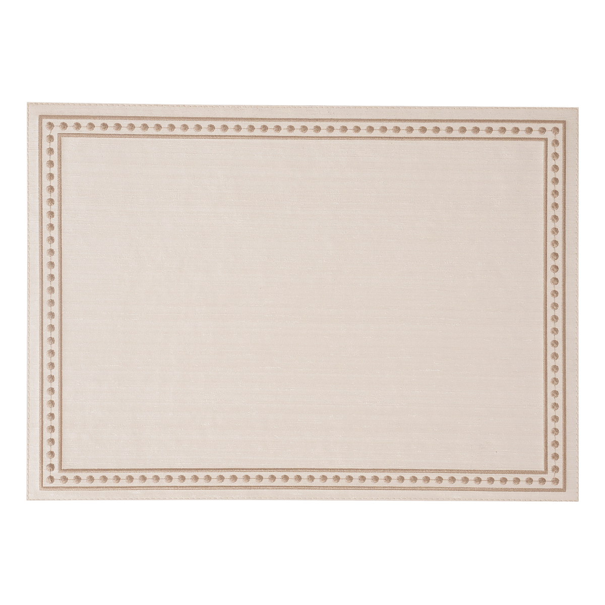 Silk Rectangle Placemat With Line Dot Embroidery-Taupe