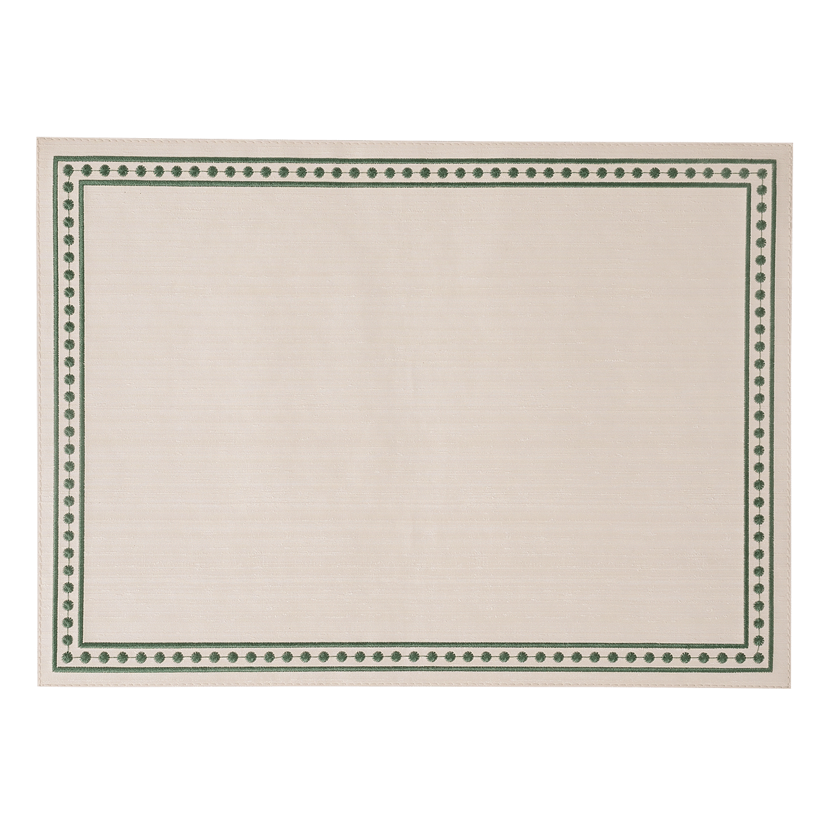 Silk Rectangle Placemat With Line-Dot Embroidery-Green