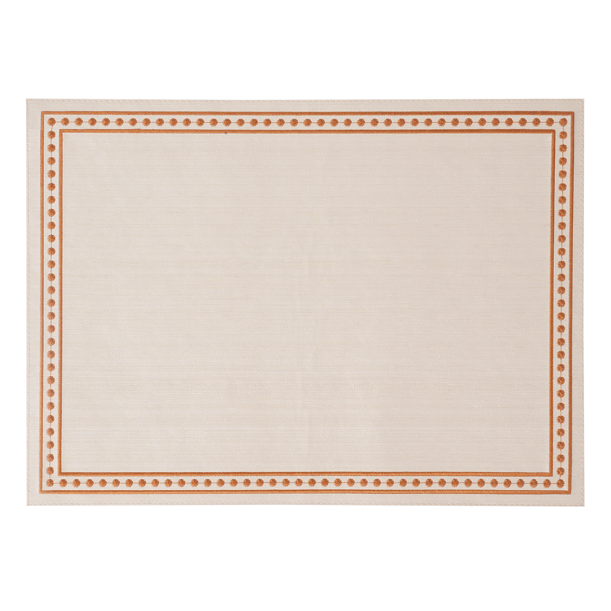 Silk Rectangle Placemat With Line-Dot Embroidery-Orange