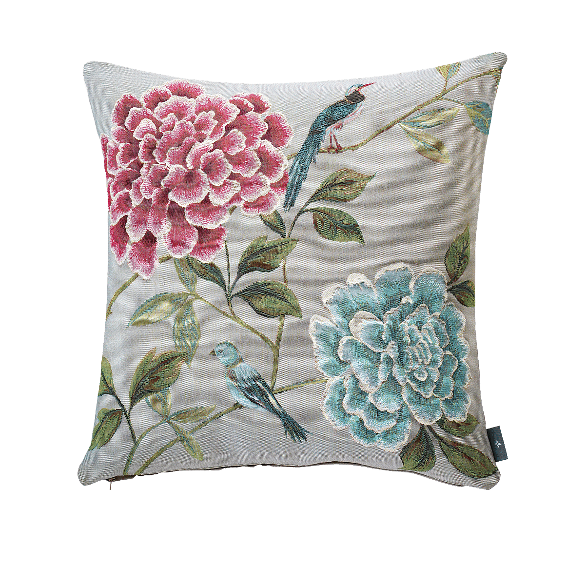 Blue Birds Flowers Tapestry Cushion Cover