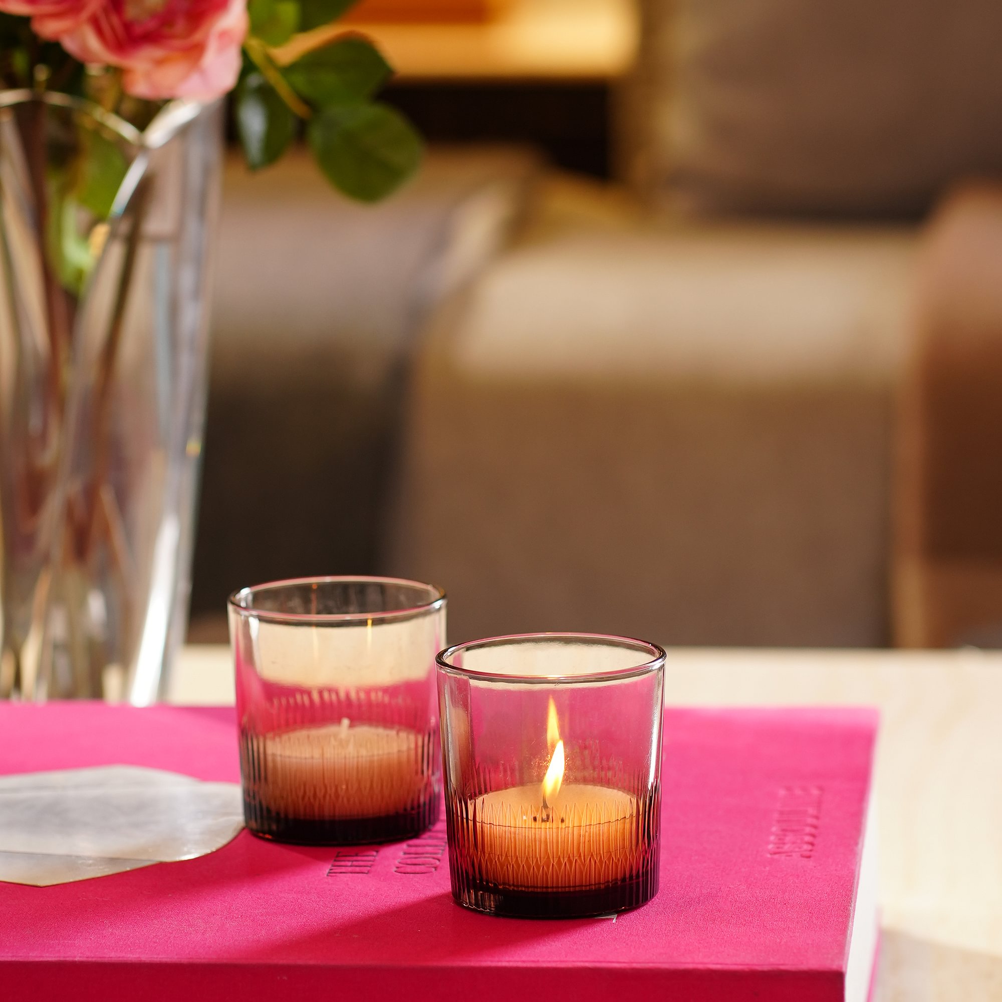AUBURN CHOCOLATE BROWN VOTIVE SET OF 2