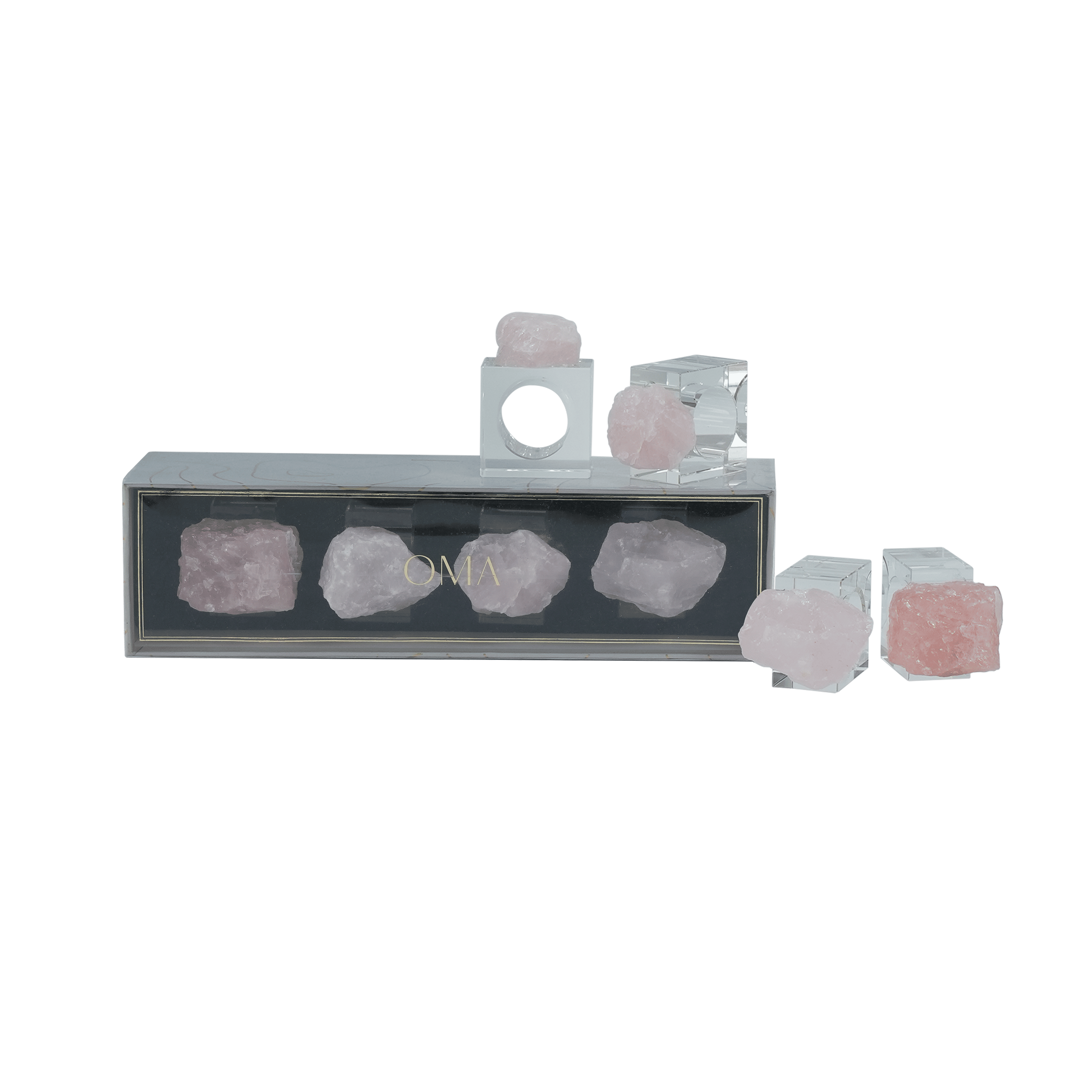 Crystaluxe Napkin Ring Rose Quartz S/4
