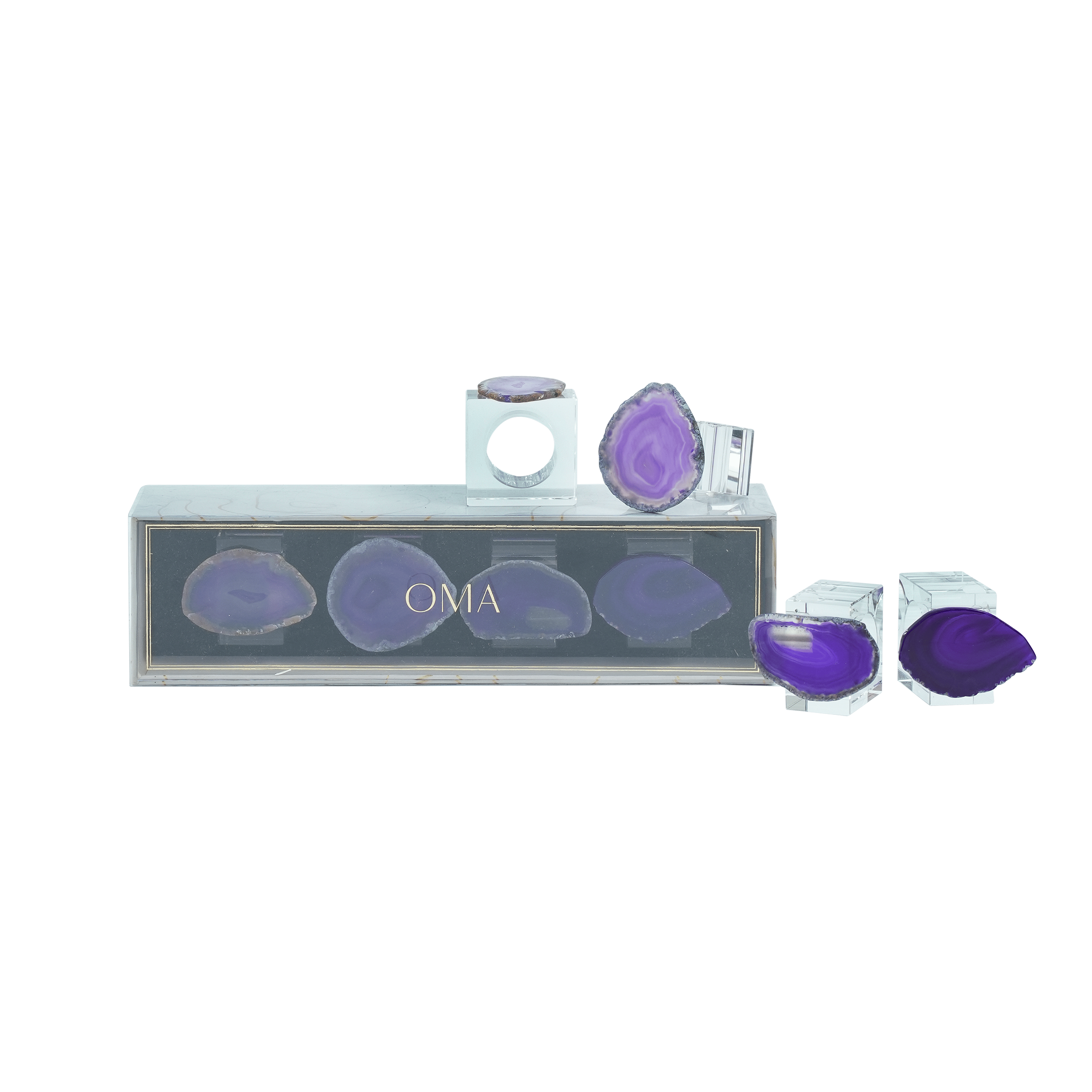 Gemora Napkin Ring Purple Agate S/4