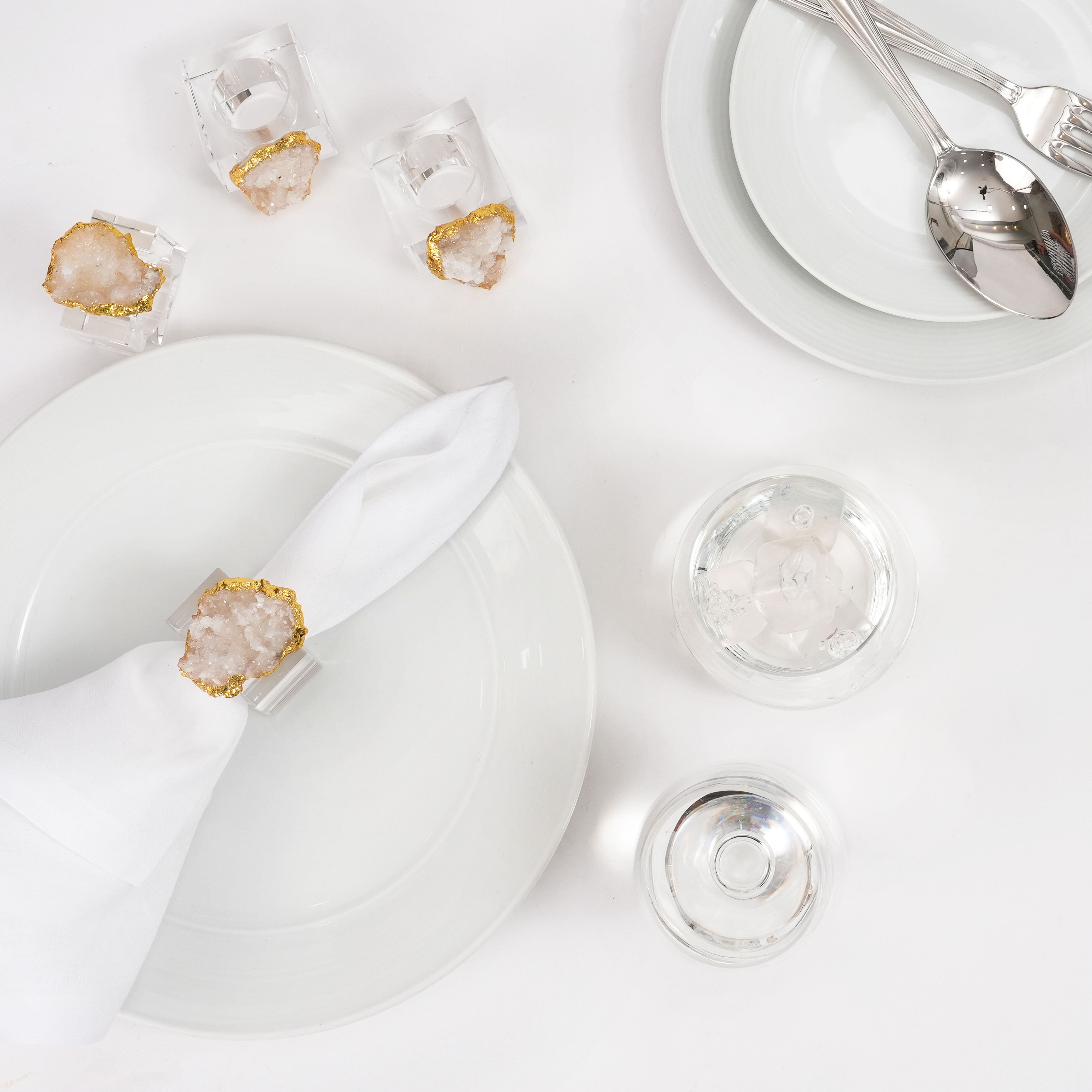 Crystaluxe Napkin Ring White Geode S/4