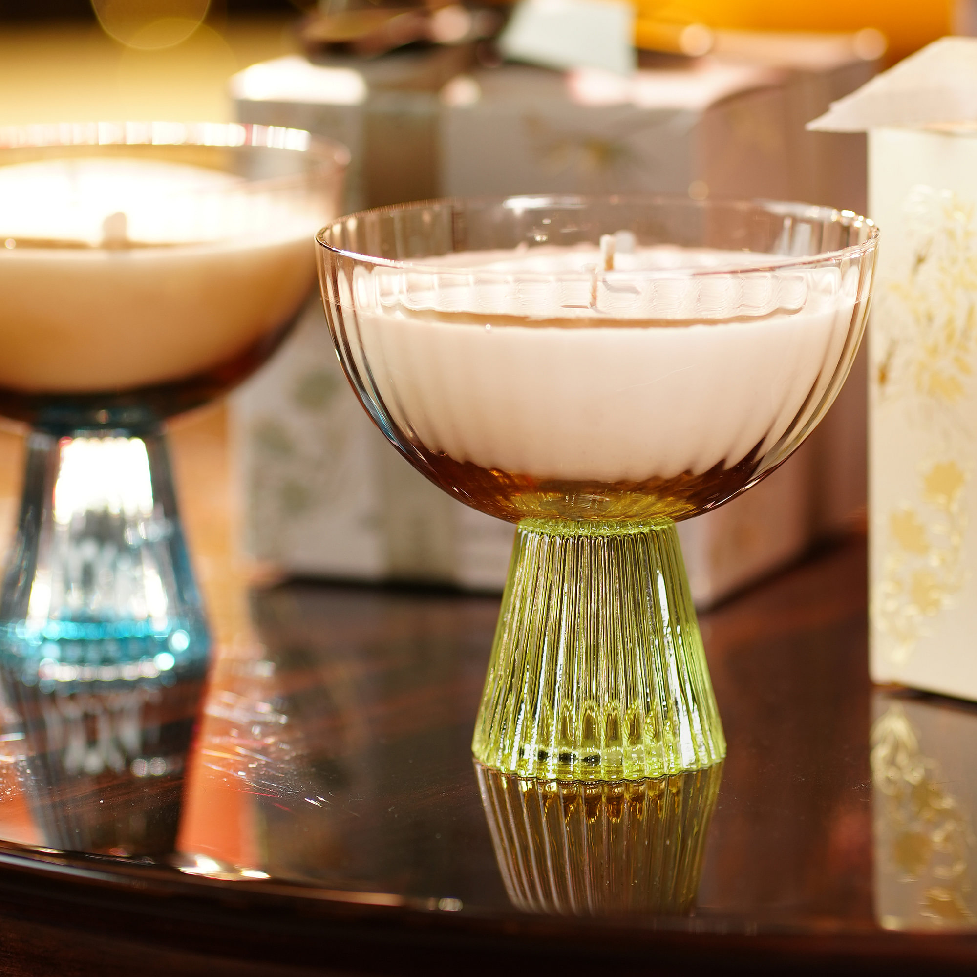 Gloglass Candle Pot Olive