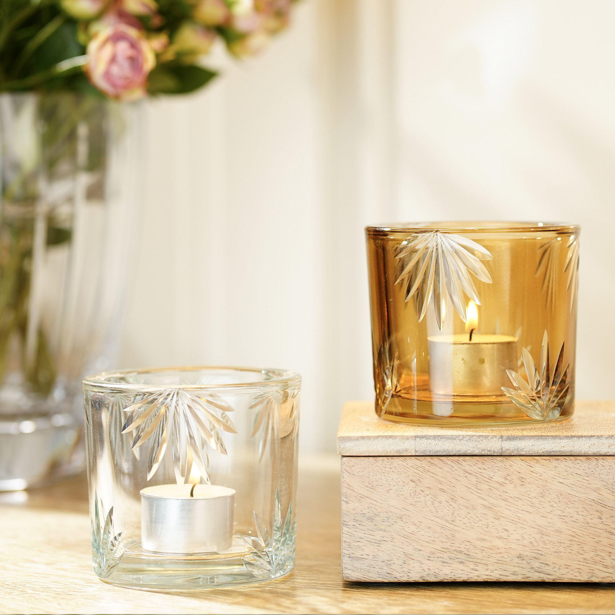 Glasstique T-Light Holder Amber